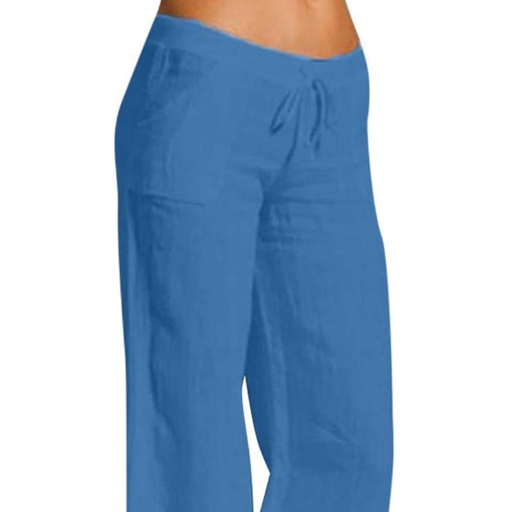 M CasaDonna Women Wide Leg Pants Summer Cotton Linen ElasticWaist RelaxFit Harem